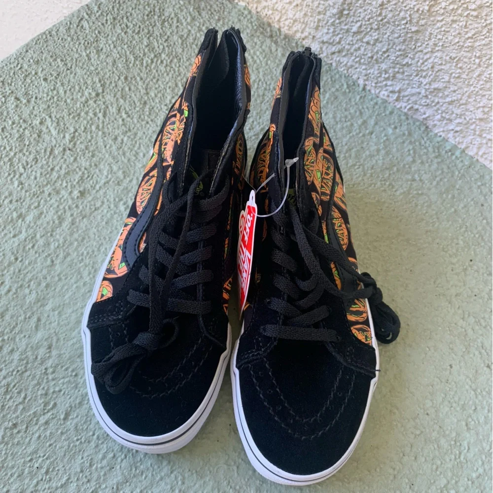 Vans Glow in the Dark Pumpkin Sneakers NEW Sk8 Hi Zip Kids Size 1.5